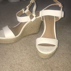 White wedge heels